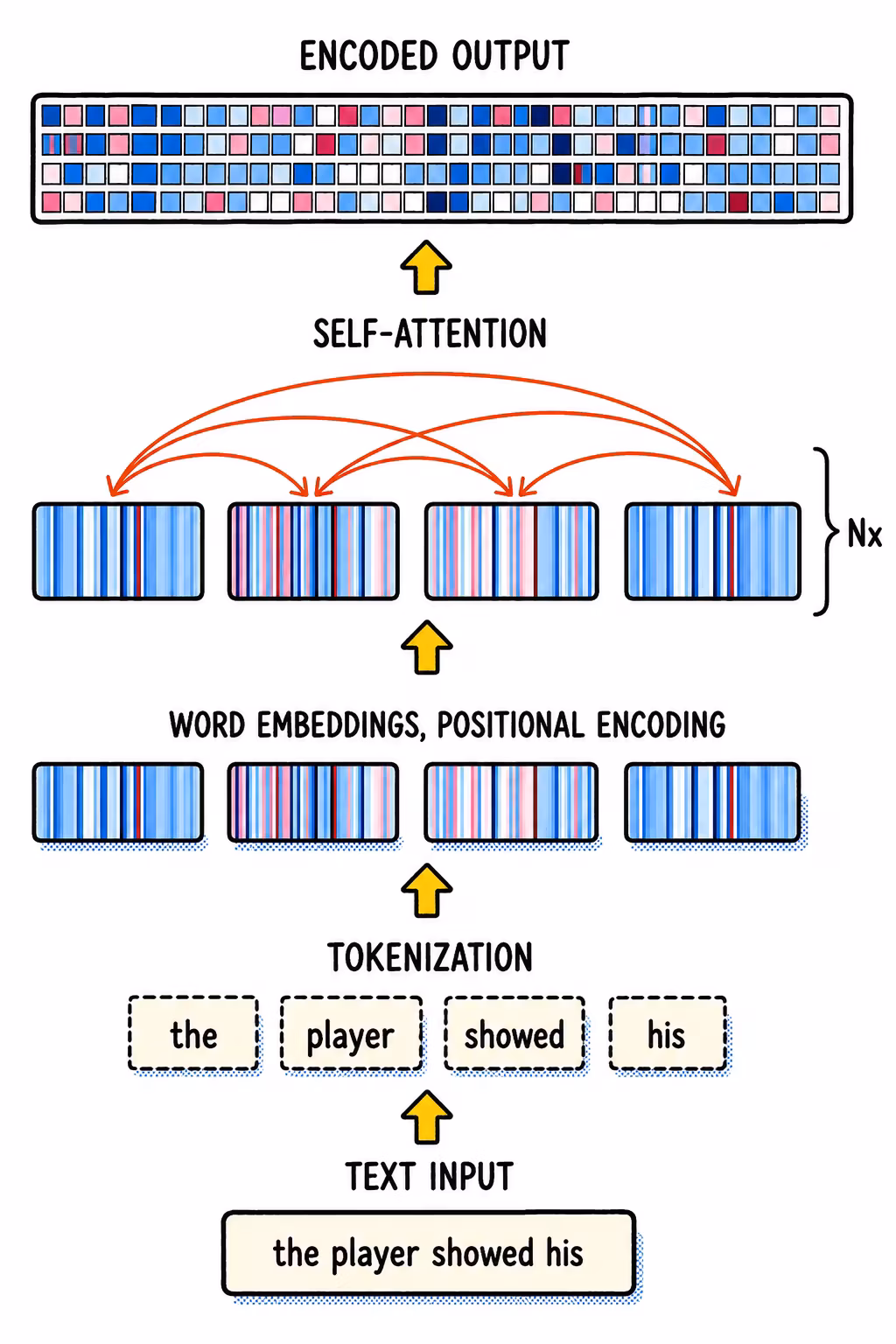 La representación de un token combina su embedding con información posicional